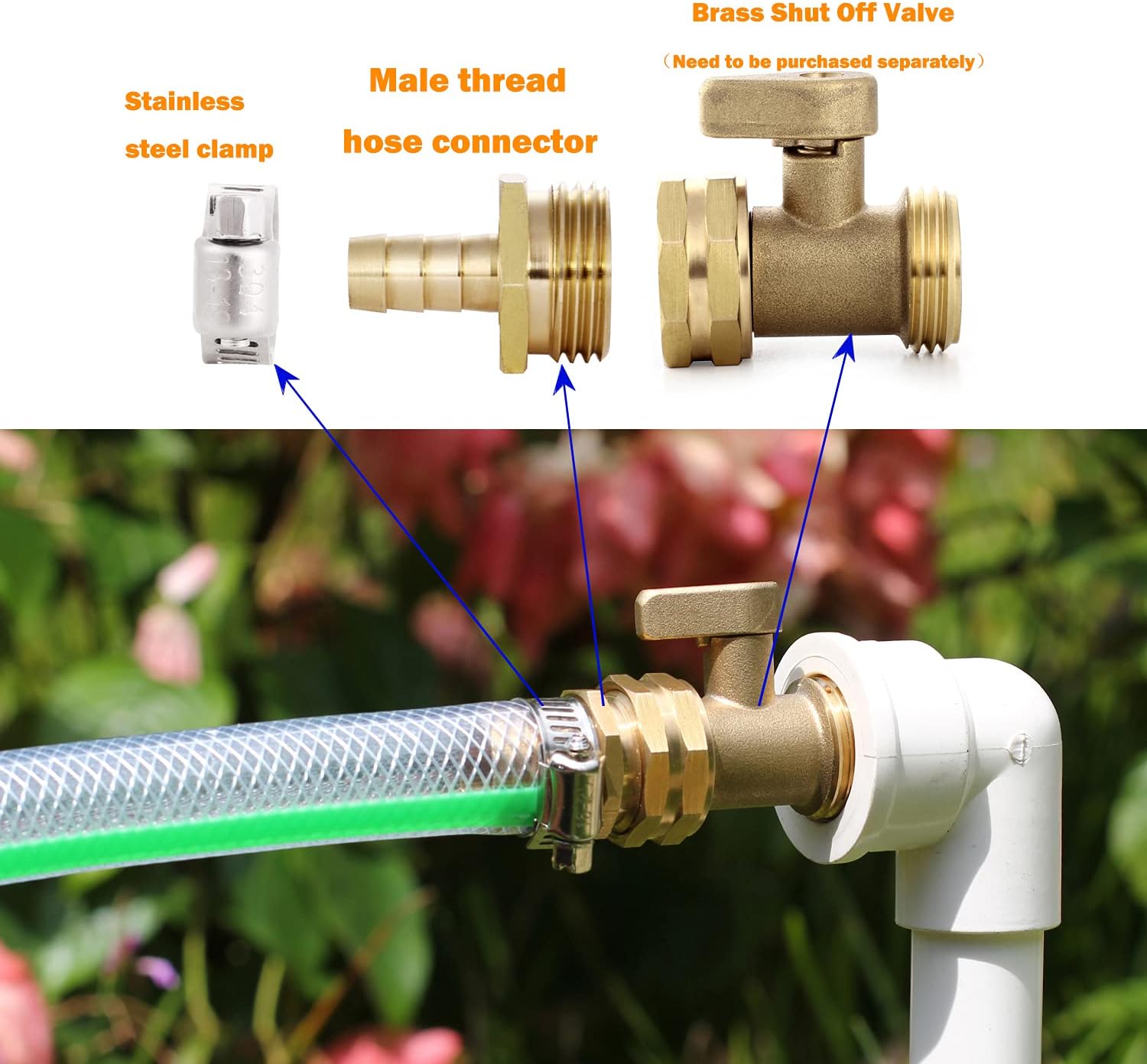 Garden Solid brass Hose Repair Connector with Clamps,Fit for Garden Hose Fitting,Male and Female Hose Fittings 10 Set