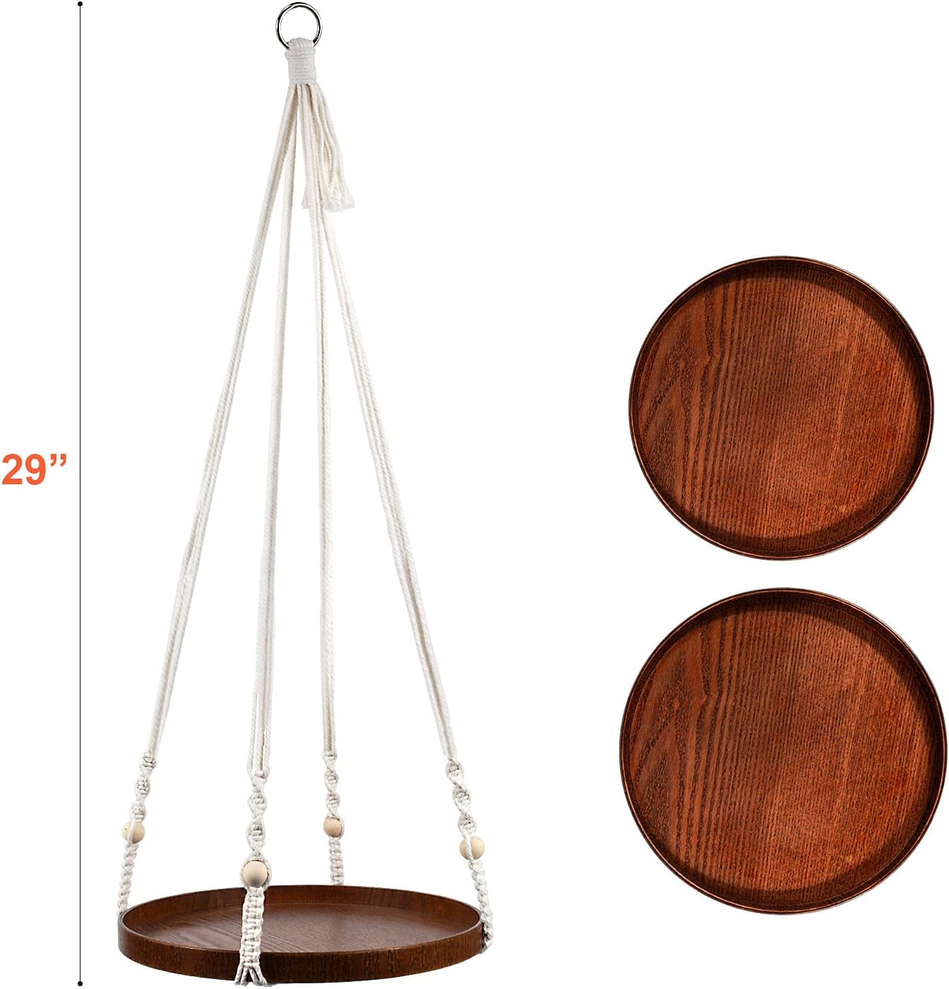 E-Know Macrame Plant Hanger - 2 Set Indoor Hanging Planter Shelf - Hanging Planter Rack Decorative Flower Pot Holder