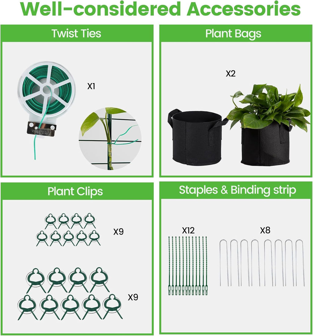 Foldable Cucumber Trellis 48" L x 34" W | A-Frame Trellis, Climbing Plants Support Raised Bed Trellis with Twist Ties &