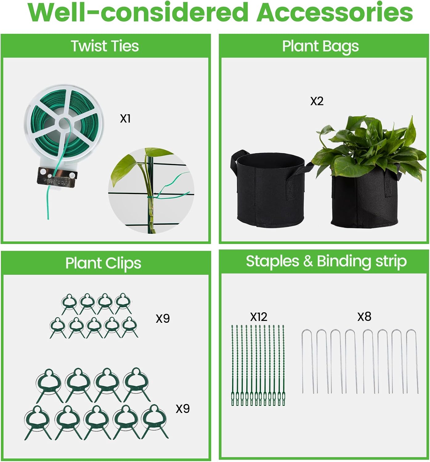 Foldable Cucumber Trellis 48" L x 34" W | A-Frame Trellis, Climbing Plants Support Raised Bed Trellis with Twist Ties &