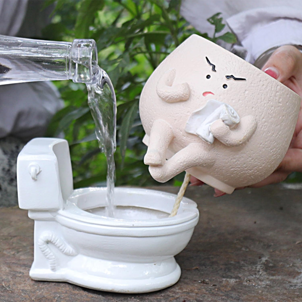 NINIPAPA Funny Face Toilet Planter with Drainage Hole for Indoor Plants, Cute Self Watering Plant Pot for Succulent