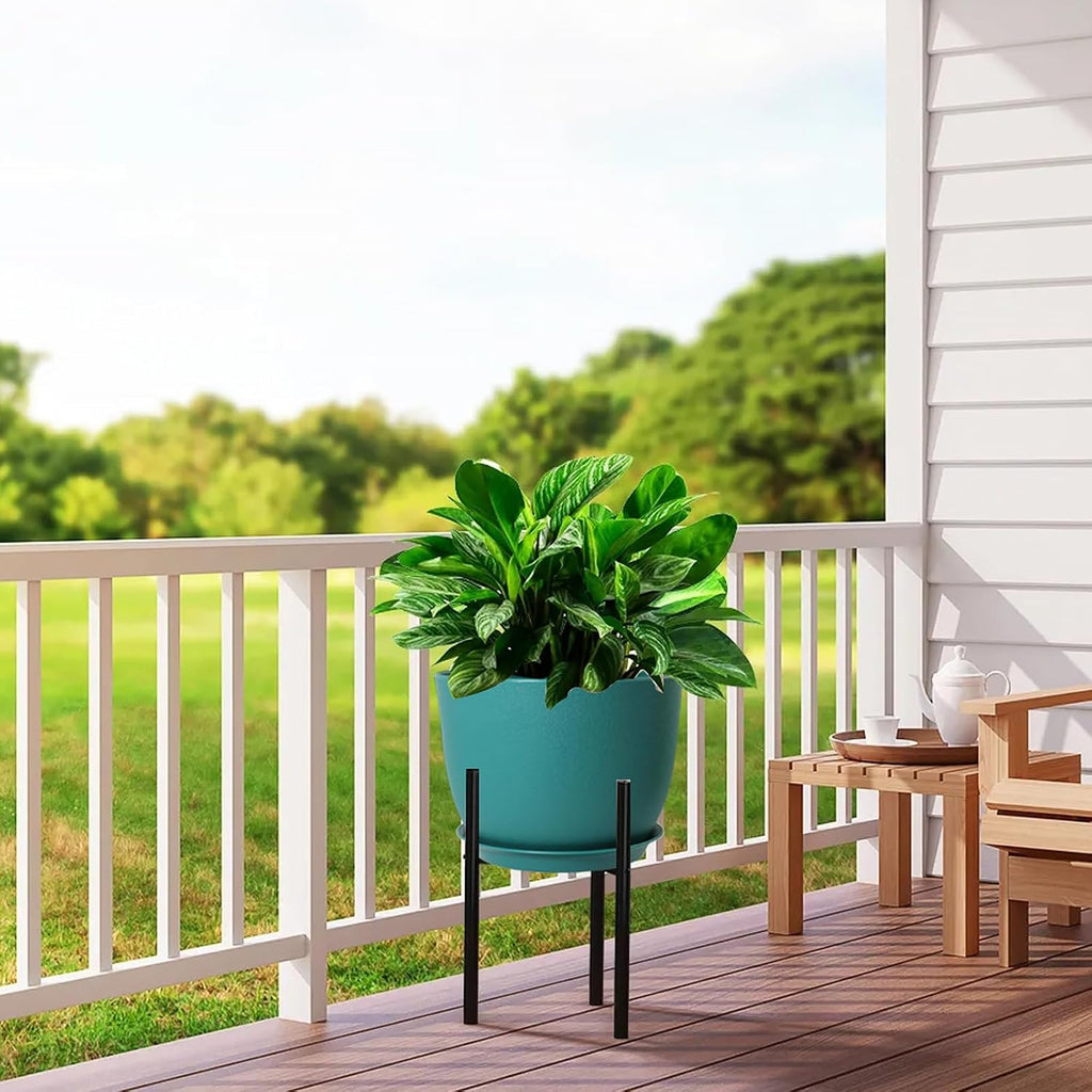 UOUZ 12inch Large Plant Pot, Modern Plastic Planter with High Driange Holes and Saucer for Indoor Outdoor Garden Plants