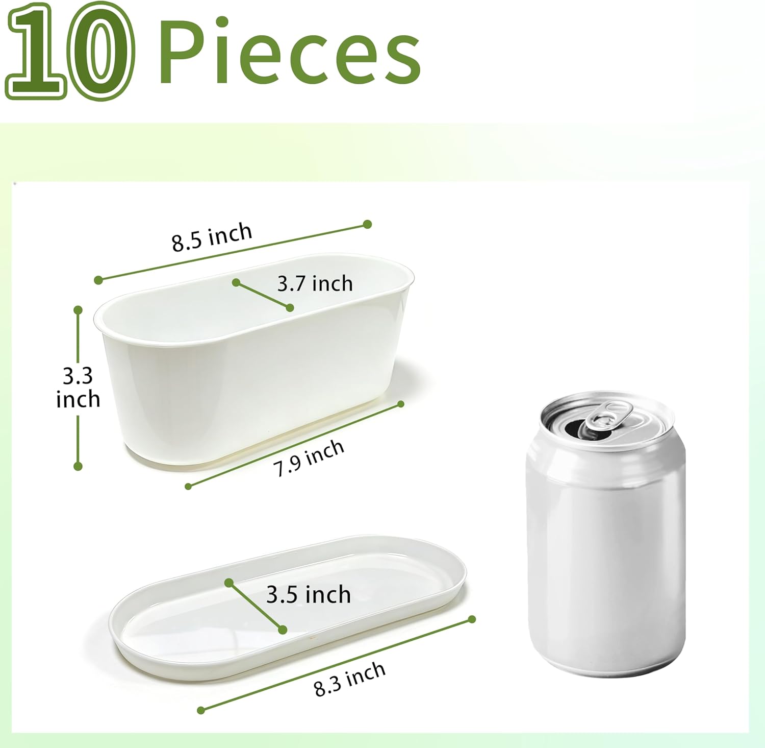 10-Pack White Herb Planter Box with Drip Trays, 8.5 Inch Small Oval Window Planters for Kitchen Sill, Indoor Outdoor