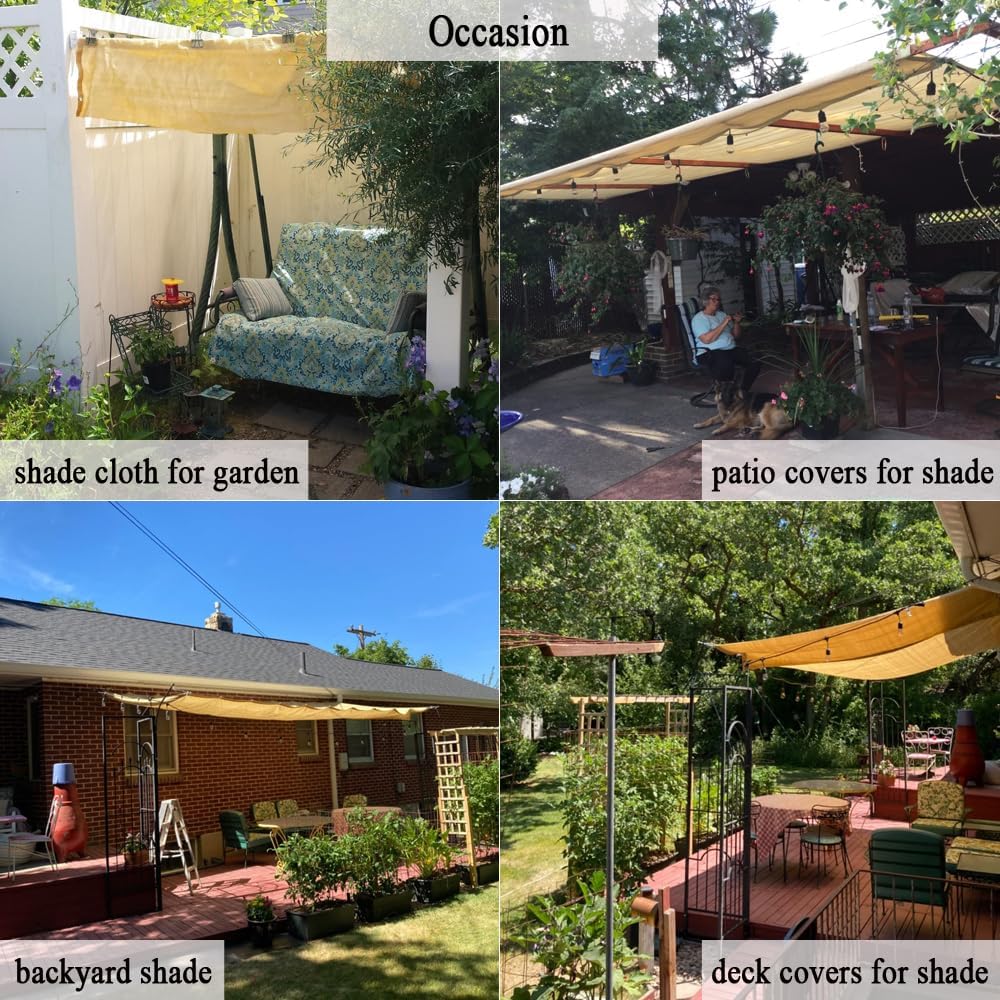 6x10 FT Sun Shade Cloth with Grommets, 90% UV Block Shade Screen | Breathable Sunshade Fabric for Pergola, Patio
