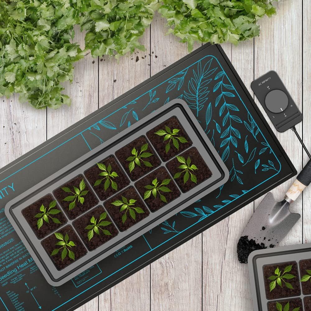 AC Infinity SUNCORE A3X2, Dual Waterproof Seedling Mat with | 10" x 20.75", UL & MET Certified Heating Pads, for Indoor
