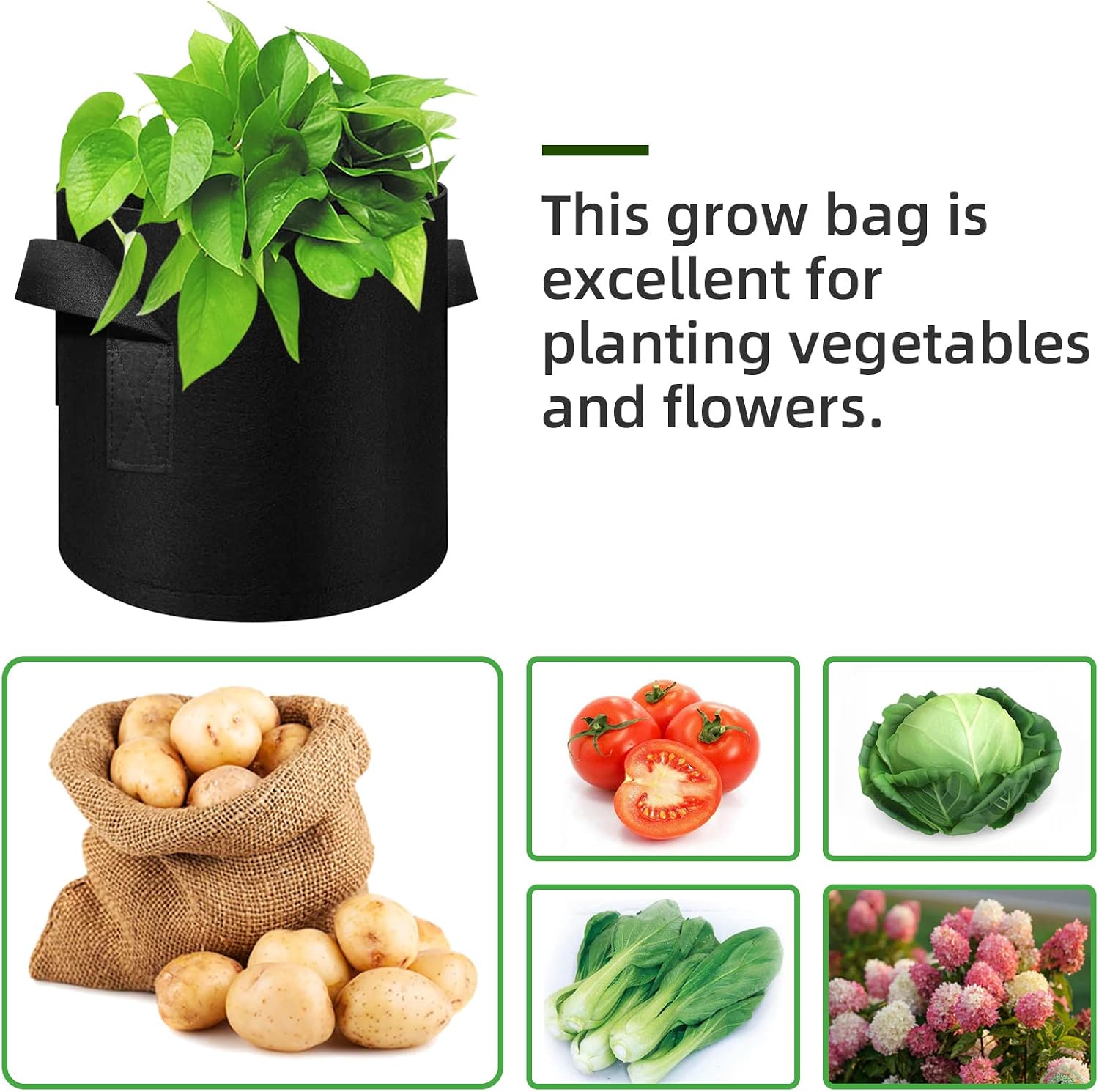 12-Pack 10 Gallon Plant Grow Bags, Thickened Nonwoven Fabric Pots with Handles, Vegetable Planter Bags Containers