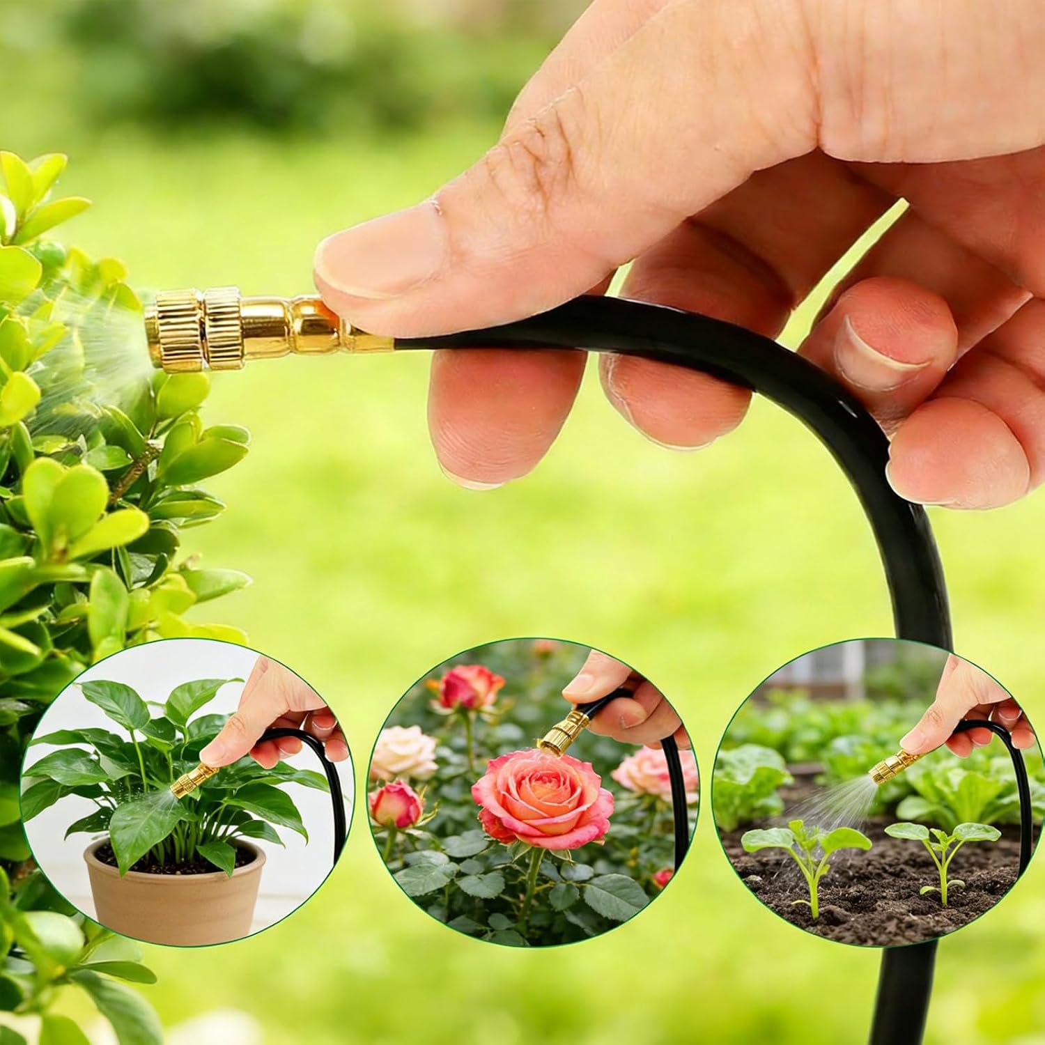 Drip Irrigation System, Upgrade Garden Irrigation Kit - 66Ft 5/16" with 20 pcs Adjustable Copper Nozzles,Automatic