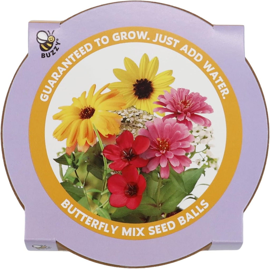 BUZZY Seeds 20 Colorful Wildflower Seed Balls – Toss, Scatter, and Grow a Garden of Bright Blooms, Over 50 Seeds Per