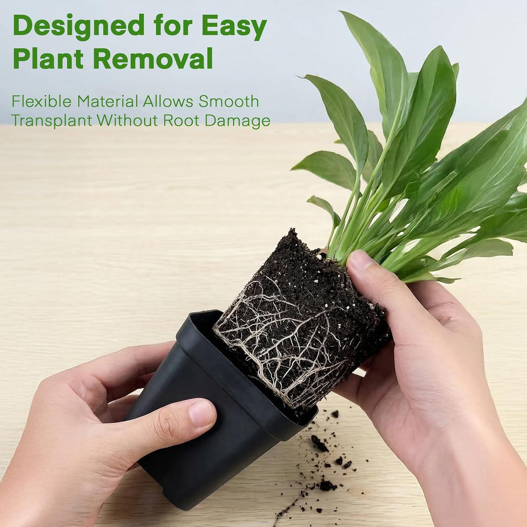 GREANER 120PCS Nursery Pots for Plants, 2.7 Inch Seed Starting Pots with 20 Packs Plant Labels, Durable Planting Pots