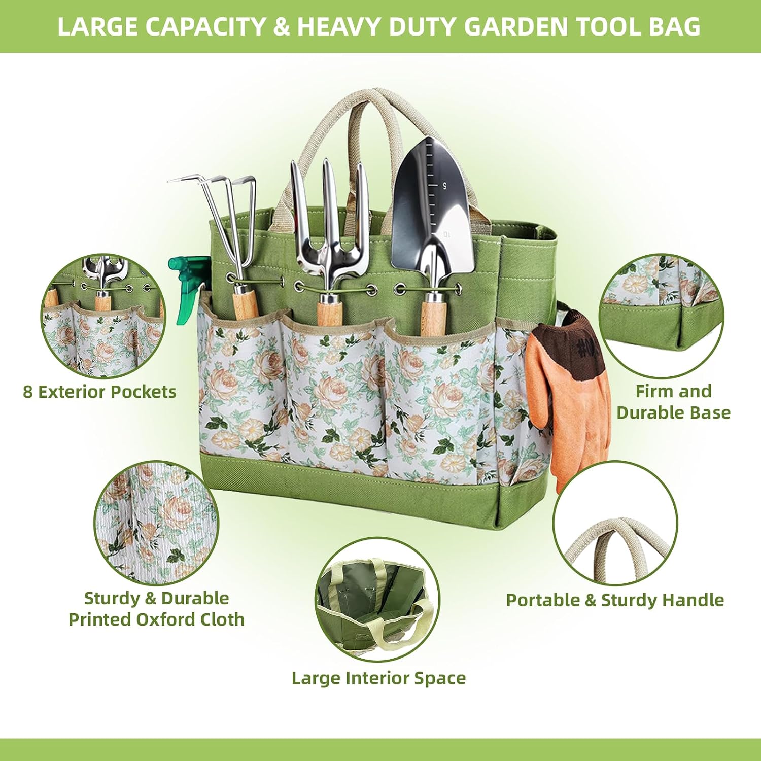 Gardening Tools 12-Piece, Durable Heavy Duty Garden Tool Set Stainless Steel, Garden Hand Tools with Tote Bag, Non Slip