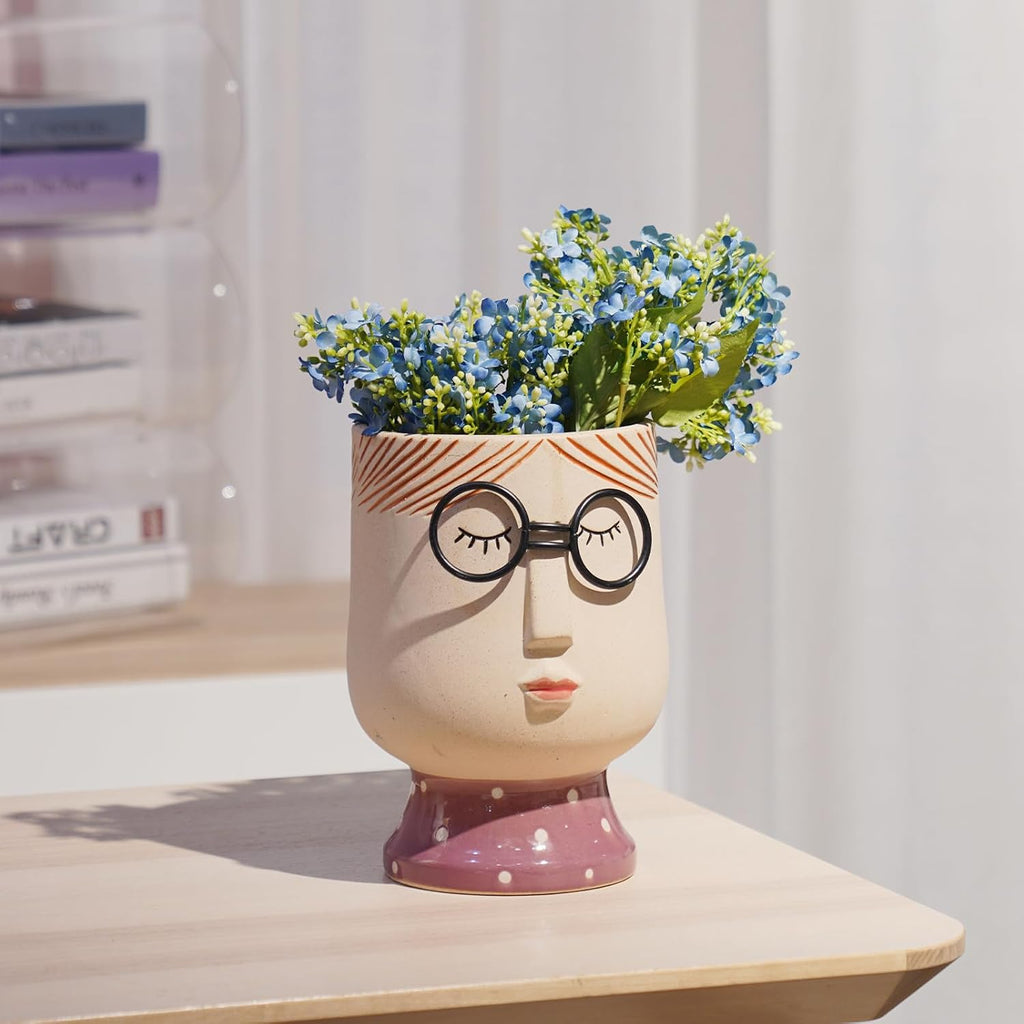 DiliComing Face Planter Indoor Plants Pot 8.3 Inch Succulent Pots | Indoor Face Vase, Lightweight Outdoor Flower