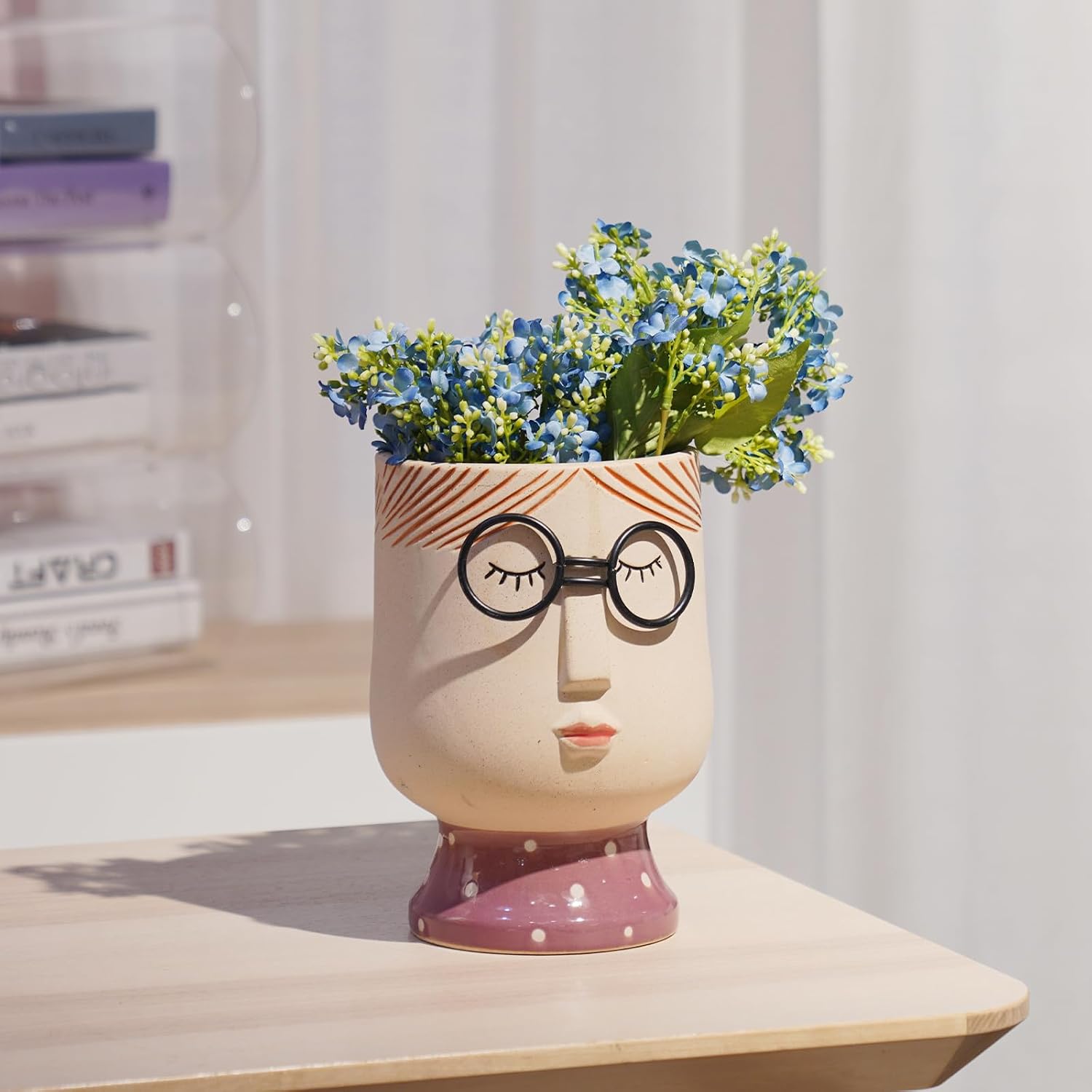 DiliComing Face Planter Indoor Plants Pot 8.3 Inch Succulent Pots | Indoor Face Vase, Lightweight Outdoor Flower
