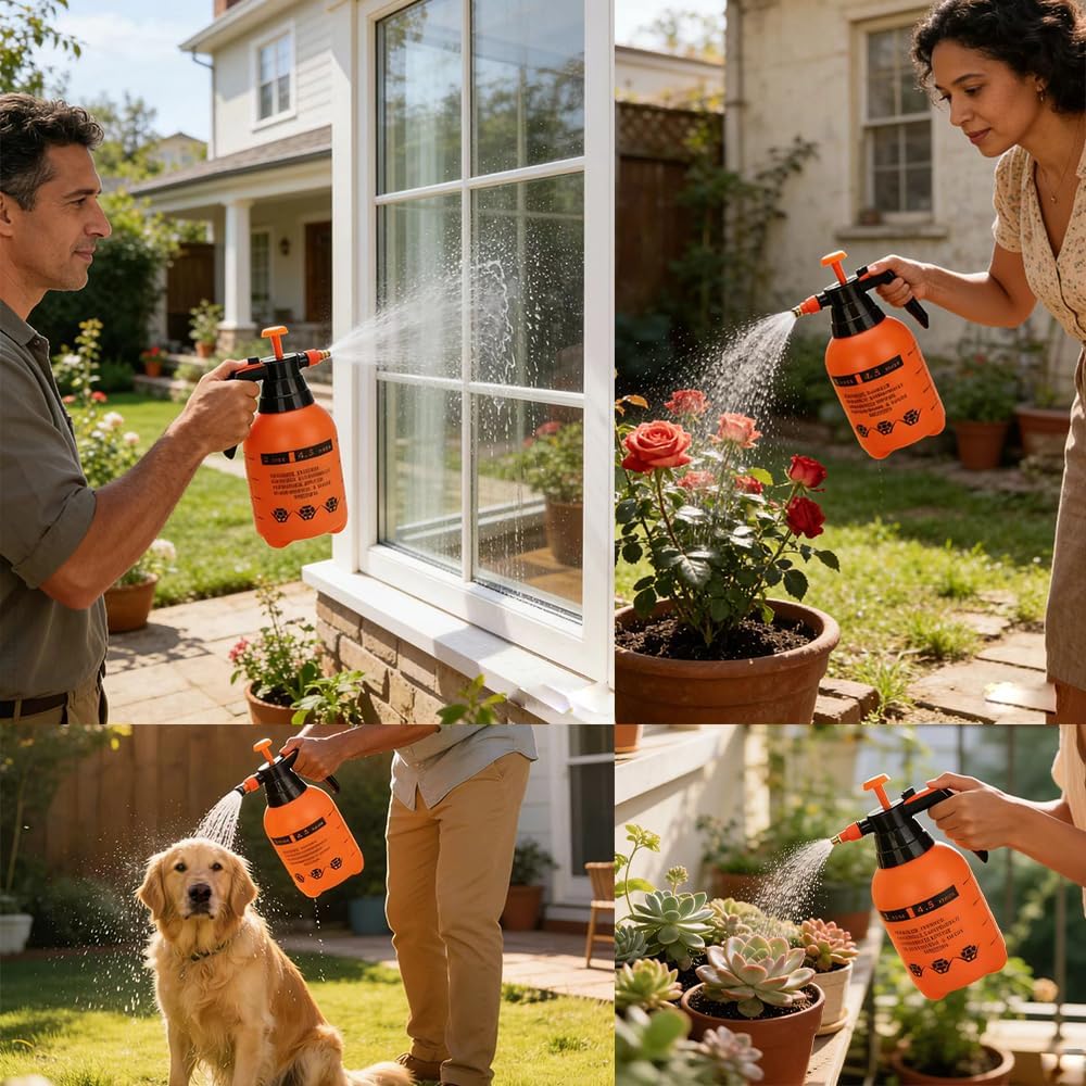2L/0.5Gal Handheld Pressure Sprayer, Portable Pump Watering Can with Adjustable Nozzle, Garden Sprayer for Indoor