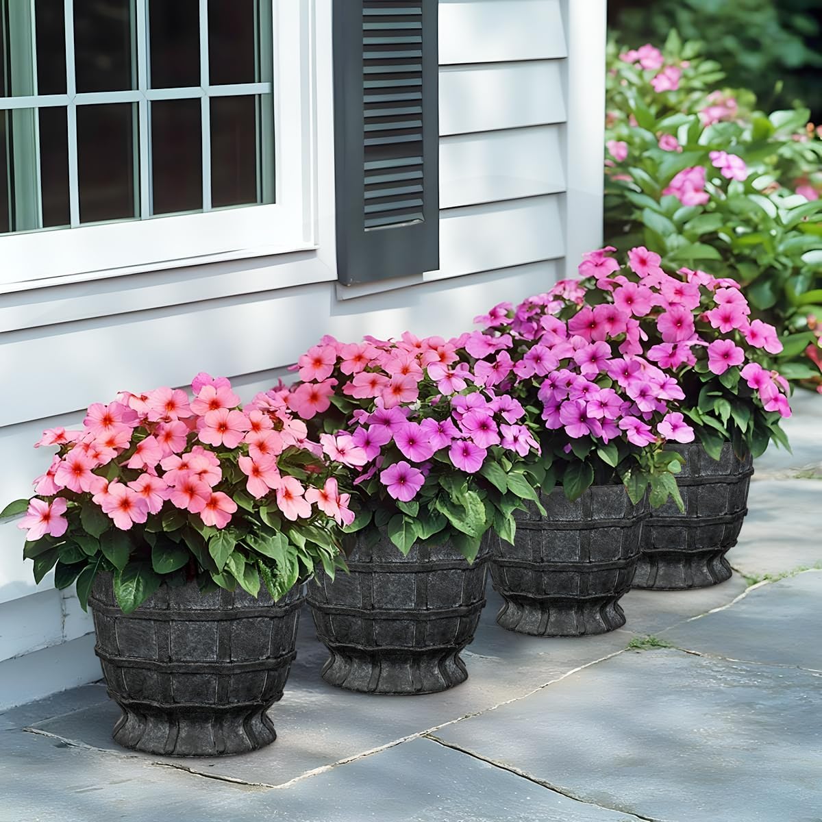 6" Black Ceramic Plant Pots with Drainage Hole, Rustic Flower Pots for Indoor Plants, Outdoor Decorative Ceramic
