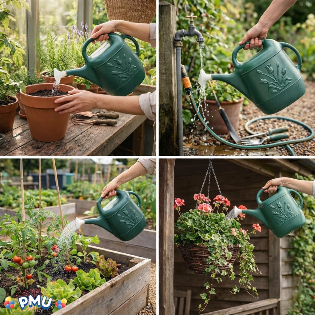 PMU 2 Gallon Watering Can - Garden Watering Can for Indoor & Outdoor Plants - Plastic Water Can with Detachable