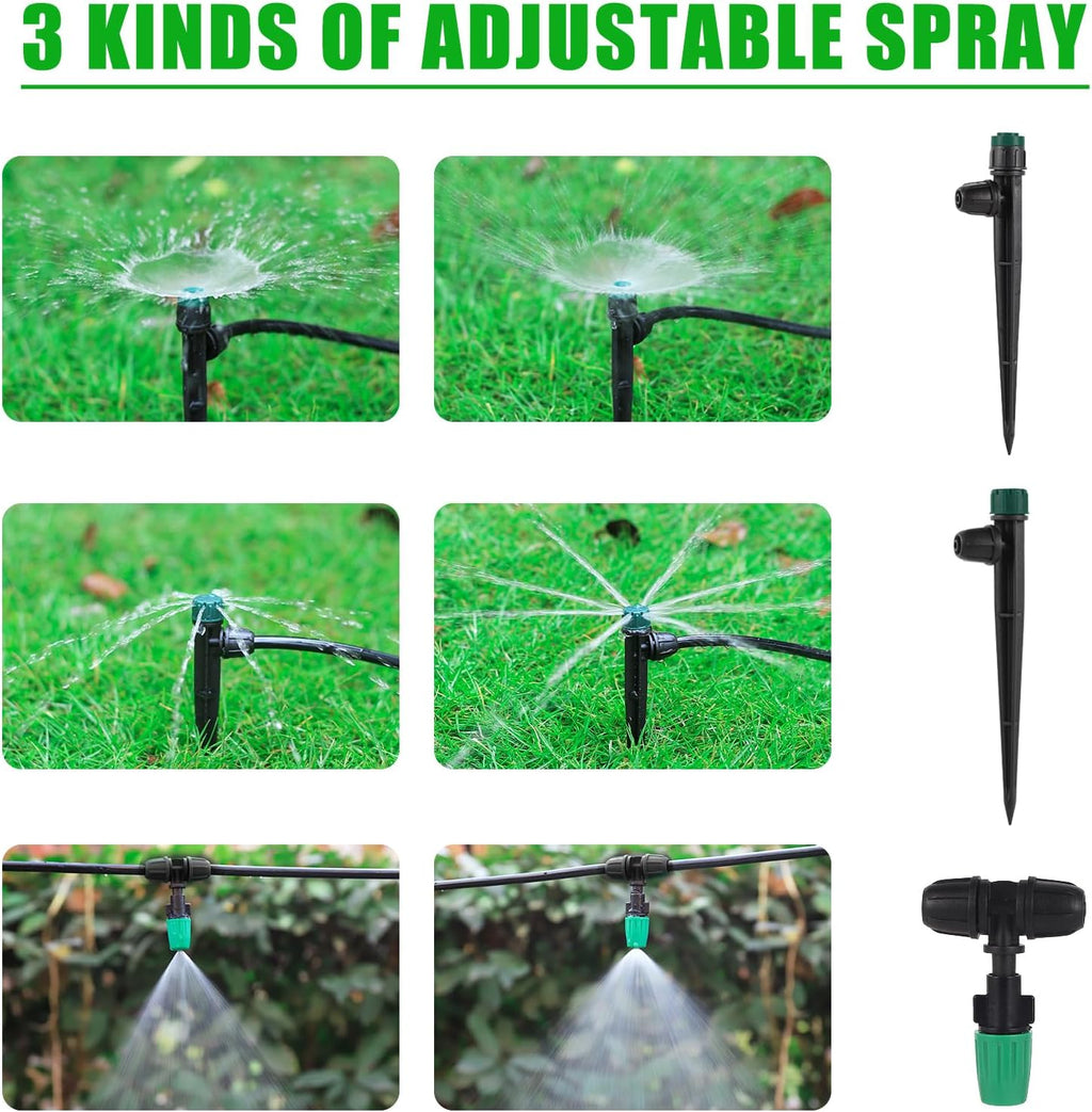Leak-Proof Drip Irrigation Kit, Quick Connect Irrigation System Kit | Lock Barbed Drip Irrigation Kit, Includes 1/4" &