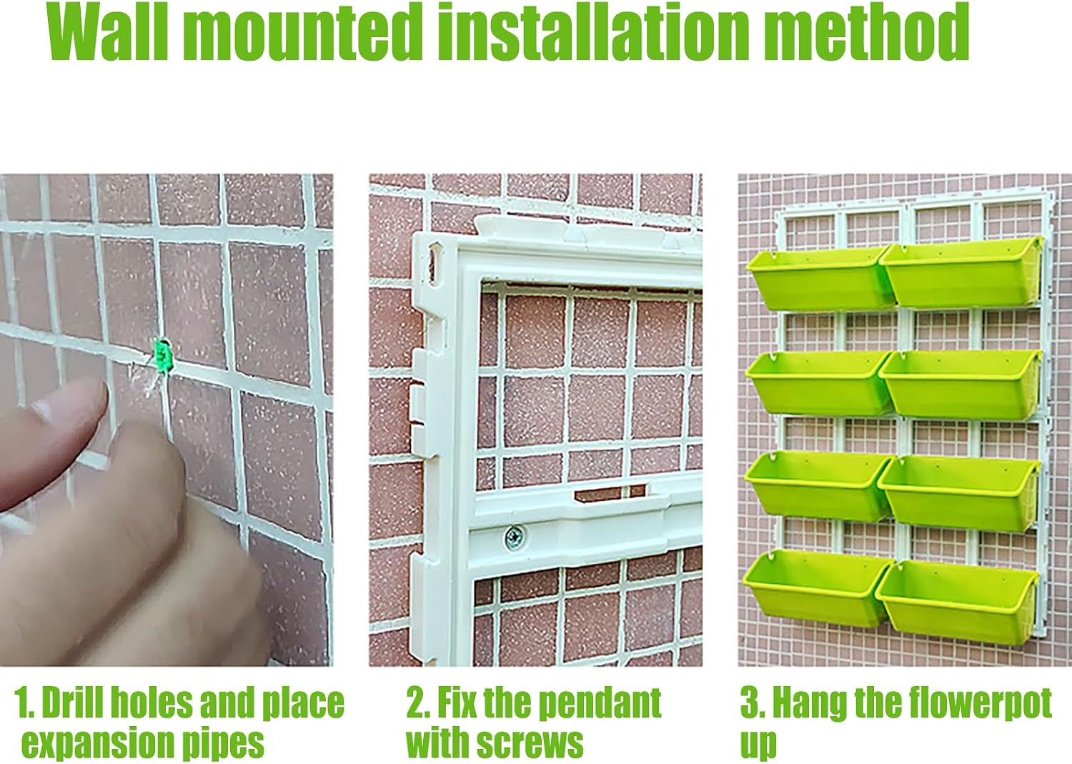 Vertical Wall Planter 8 Pockets Indoor Outdoor, Army Green Garden Planter with Detachable Hooks & 4 Plugs, Heavy Duty
