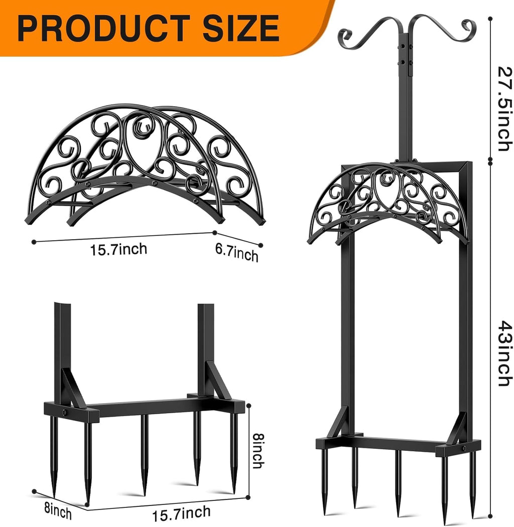 Garden Hose Holder for Outside - Upgraded Water Hose Holders with 5 Spikes & 2 Shepherds Hooks, Freestanding Hose Stand