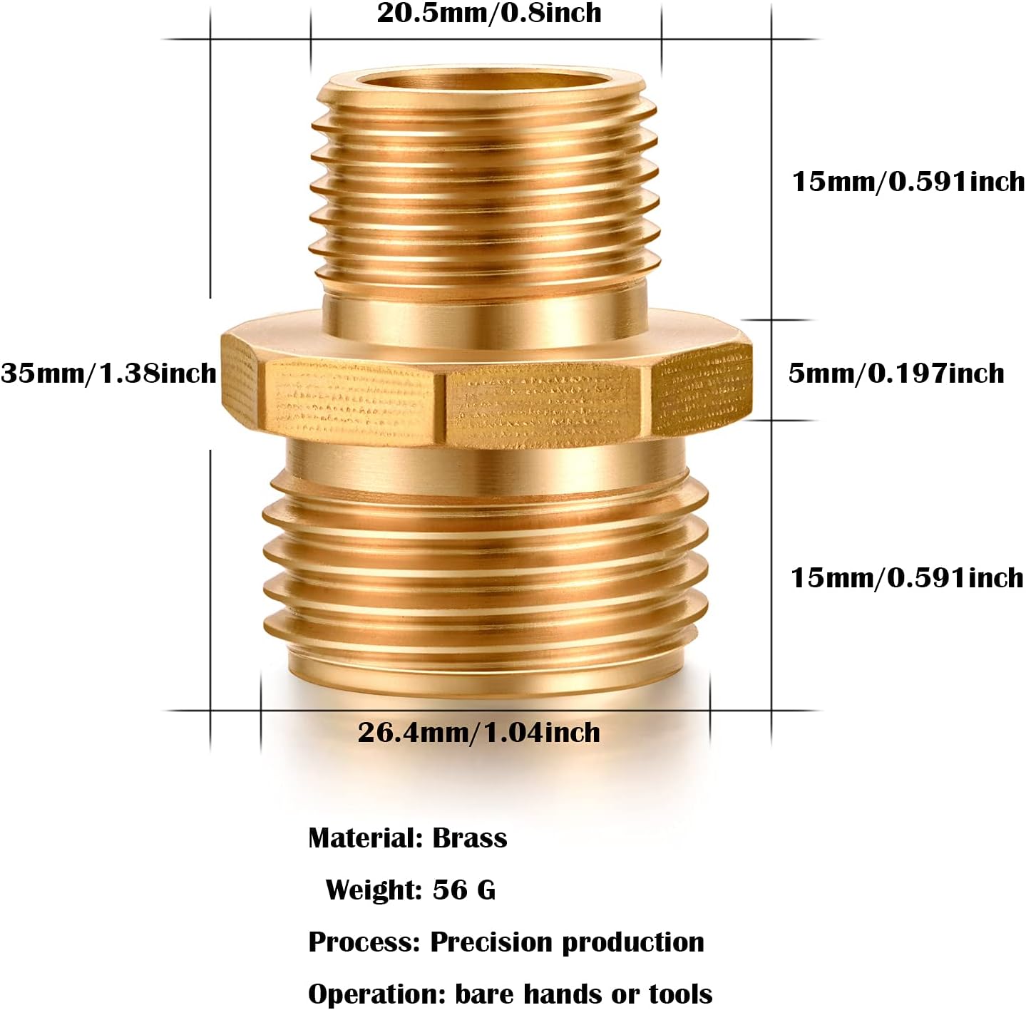Garden Hose Fittings Connectors Adapter Solid brass Brass Repair Male faucet leader coupler dual water hose