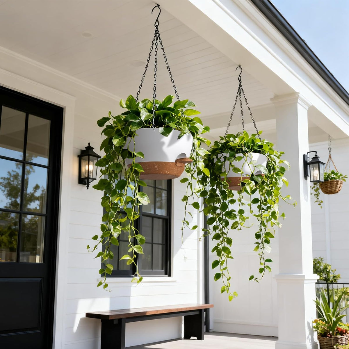 UOUZ 13 Inch 2 Pack Large Self Watering Hanging Planters for Indoor Outdoor Plants, Hanging Plant Pots with Removable