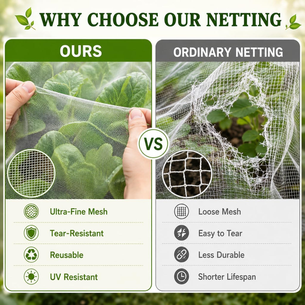 10 ft x 50 ft Garden Mesh Netting,Ultra Fine Plant netting for garden protection, garden netting for raised beds