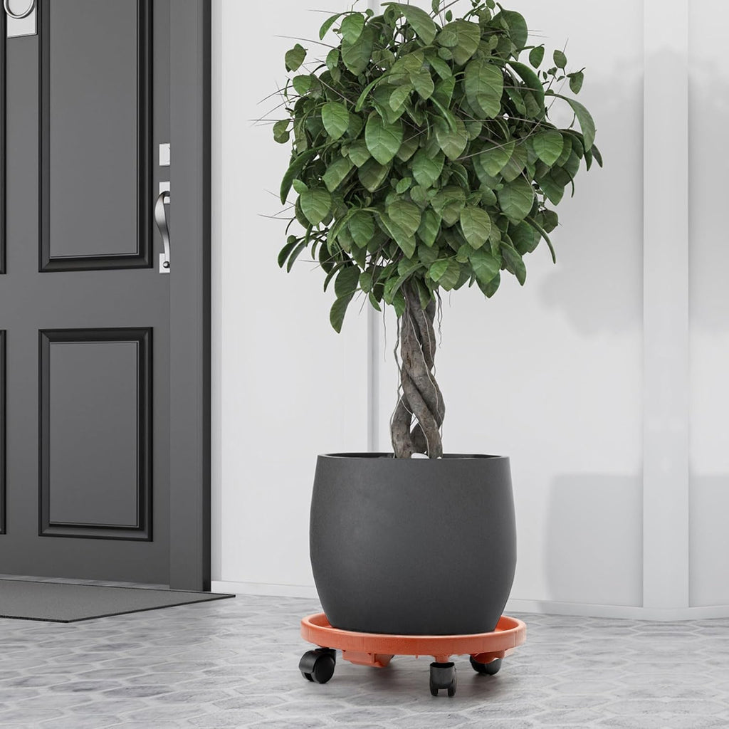 Plant Caddy with Wheels, 13 inch Rolling Plant Stands, 3 Pack | Round Plant Stand Dolly for Outdoor Indoor Heavy