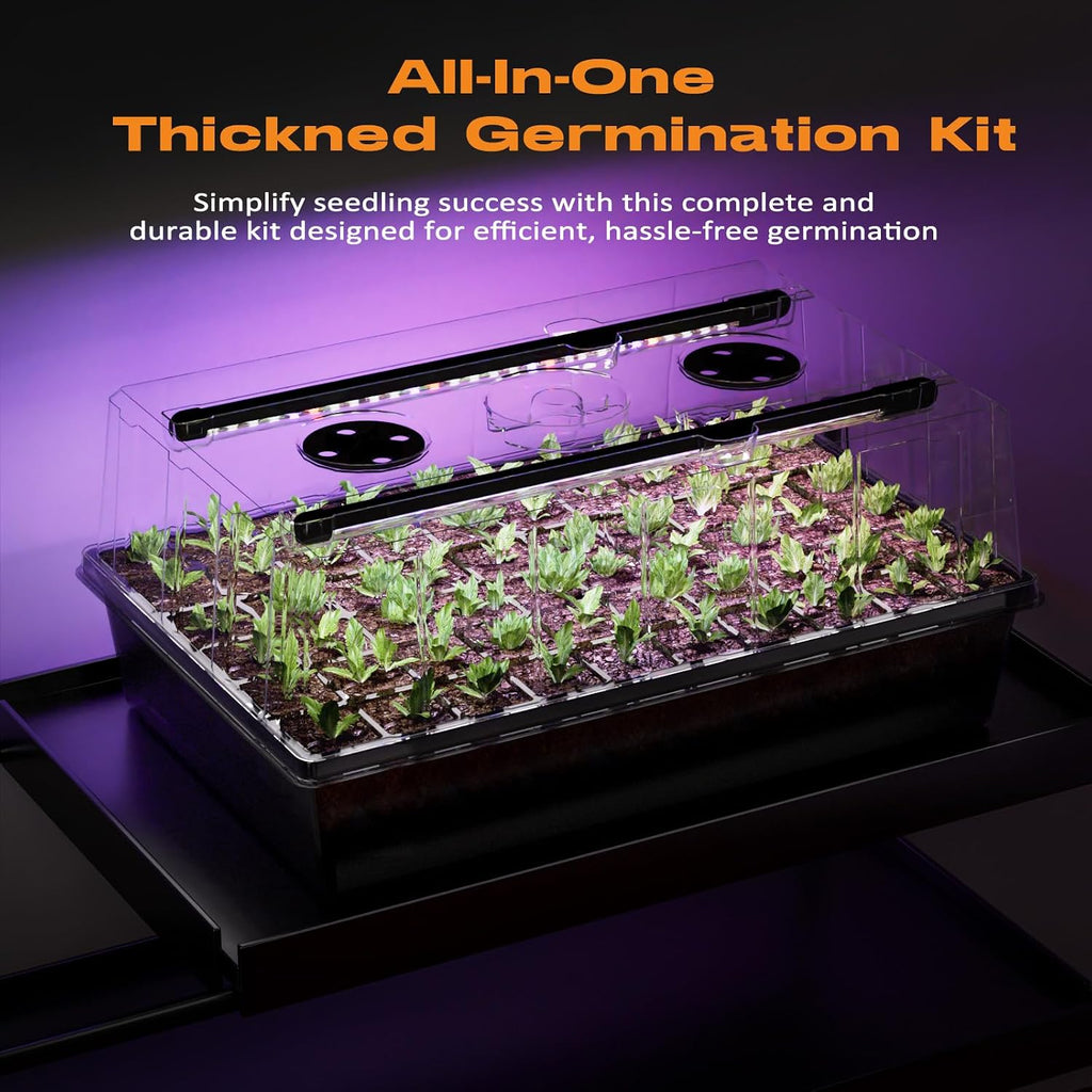 Patigrow 60-Cell Self-Watering Seed Starter Tray with Grow Light, Seed Starter Kit with 4.07” Humidity Dome, Indoor