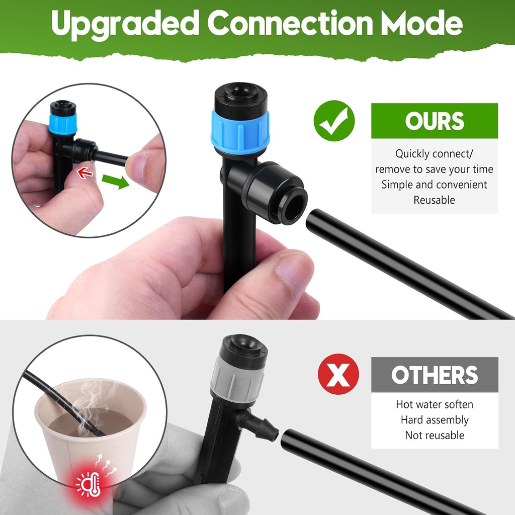 240FT Drip Irrigation System for Garden, 2026 Upgraded Quick-Connect Automatic Garden Watering System with 1/2" & 1/4"