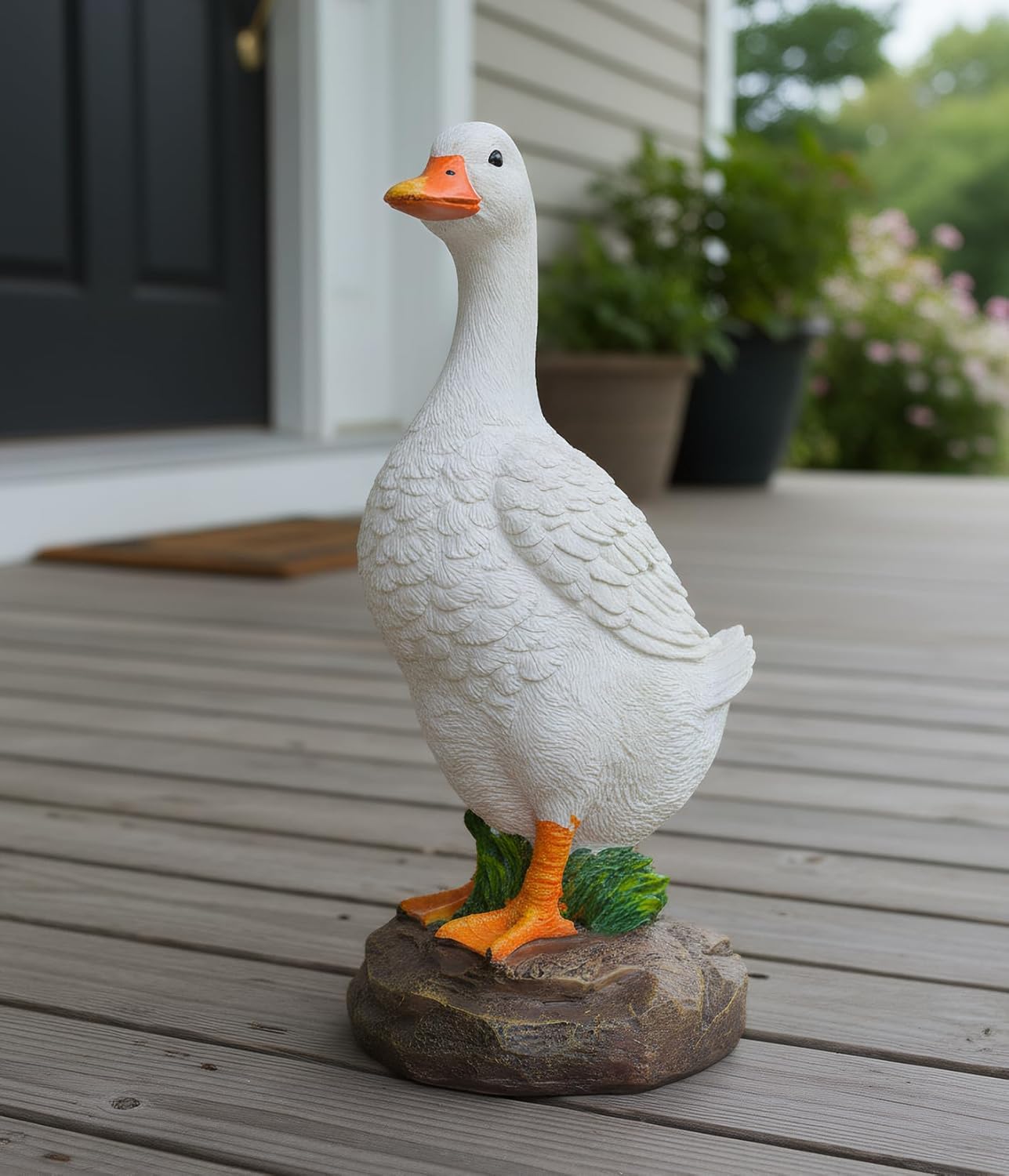 Elenon Funny Duck Garden Statue, Adorable Flower Bed Garden Goose Outdoor Decor, Decorative for Yard Patio Art