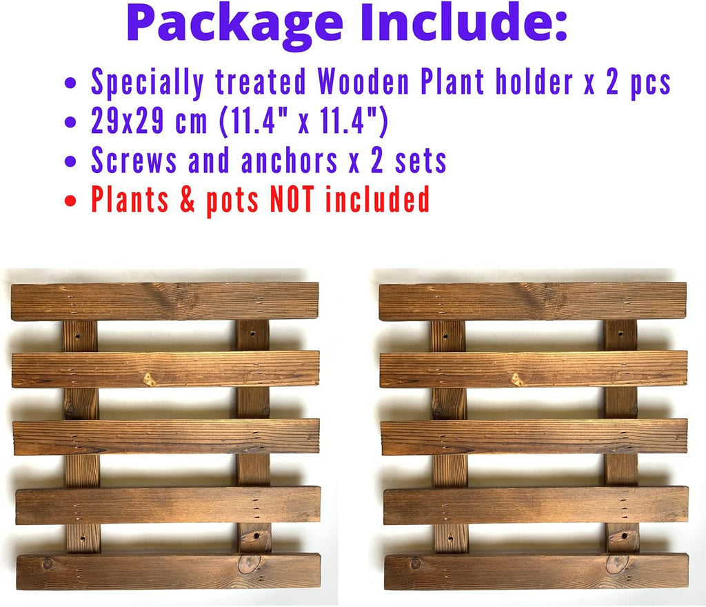 ShopLaLa Wall Planter - 2 Pack Wooden Hanging Succulent Wall Decor, Live Air Plants Orchids Wall Mounted Holder Frame