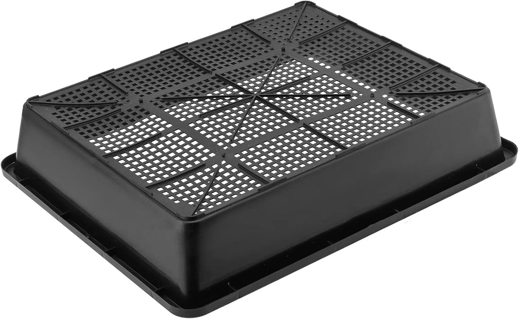 KEILEOHO 12 Pack Plastic Mesh Trays, Black Seed Sprouting Trays, Mesh Bottom Microgreens Growing Tray, Nursery Tray for