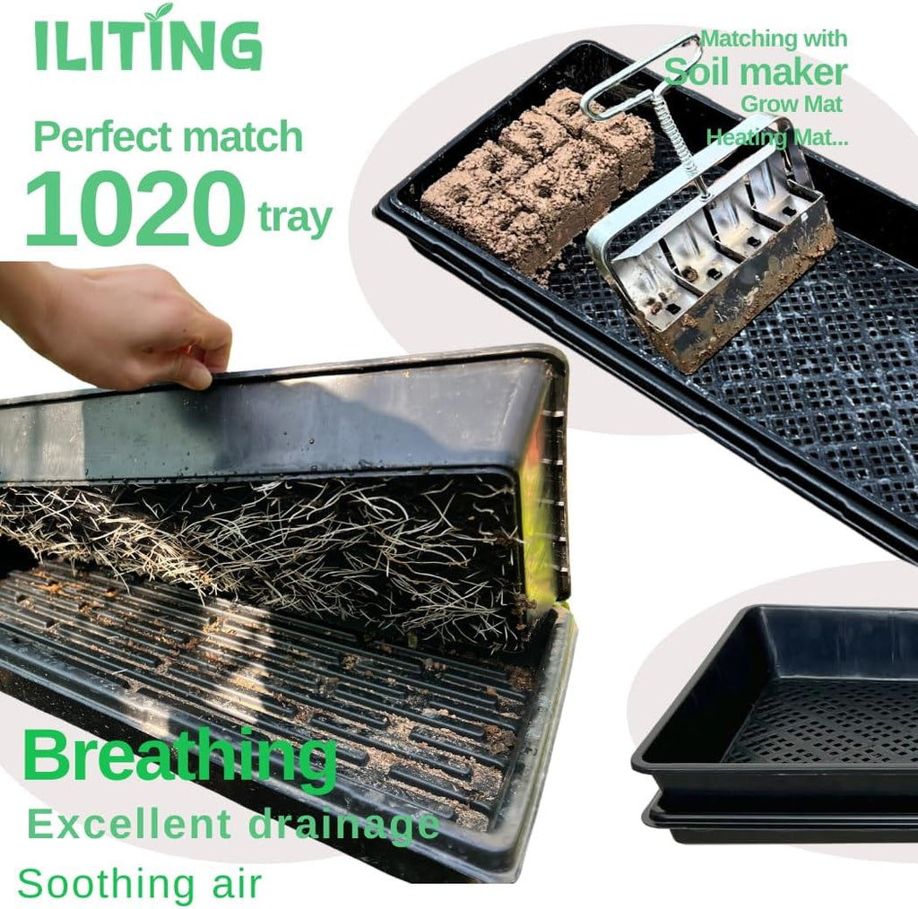 1020 Mesh Tray Soil Blocking Tray 1020 Trays Seedling Starter Trays 10 Pack Black 10x21 Inches for Microgreens