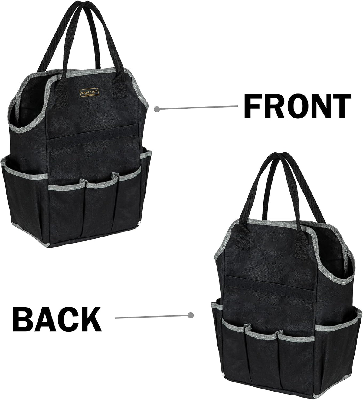 Garden Tool Bag | Heavy-Duty 16oz Waxed Canvas Garden Tool Tote with 8 Pockets | L9.5" x W6" x H15.5" | Tools Storage