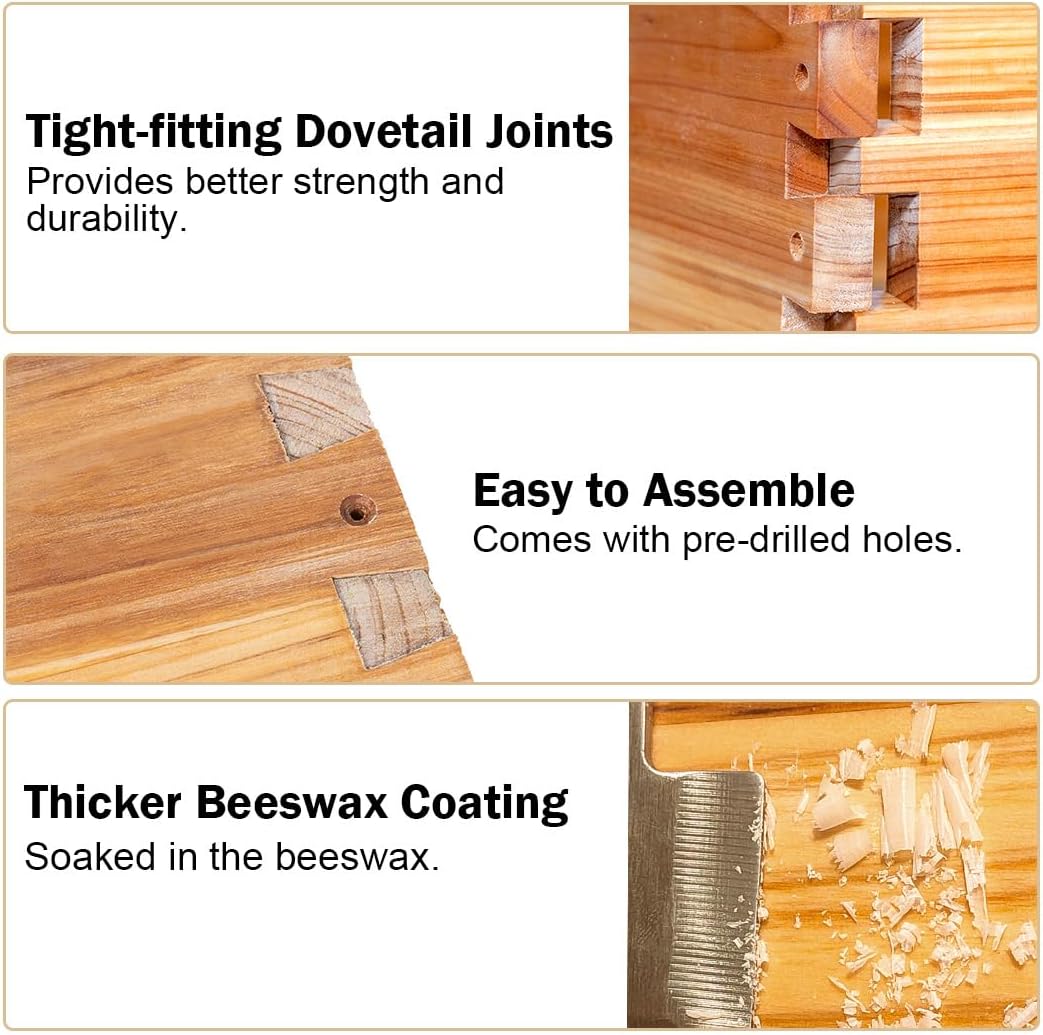 BeeCastle 8 Frame Langstroth Bee Hive Coated with Beeswax Includes Beehive Frames and Waxed Foundations (2 Deep Boxes &