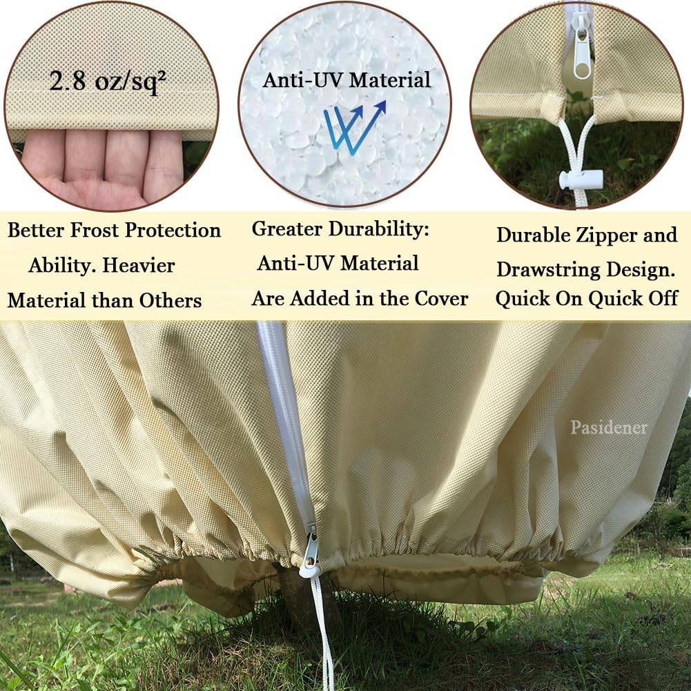 Plant Covers Freeze Protection 2.8oz 3 Packs 45"x40" Winter Tree Covers Frost Blankets for Outdoor Plants with Zipper