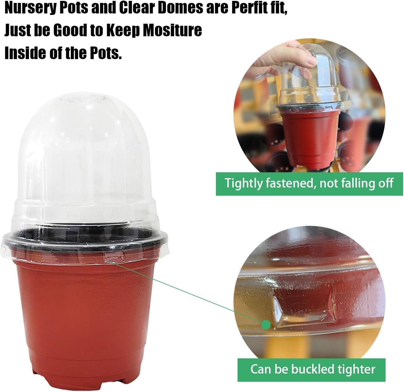 RooTrimmer Plant Nursery Pots with Humidity Domes, 50 Sets 4 Inch Soft Nursery Pots Quality Ones (50 Red Pots + 50