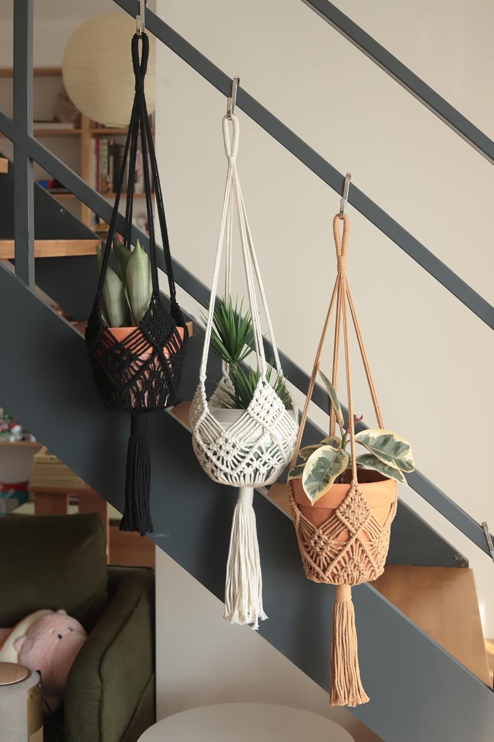 Hanging Planter with Patterns,4Packs Macrame Plant Hangers Indoor Macrame for up to 8 inch Pot Crochet Boho Plant
