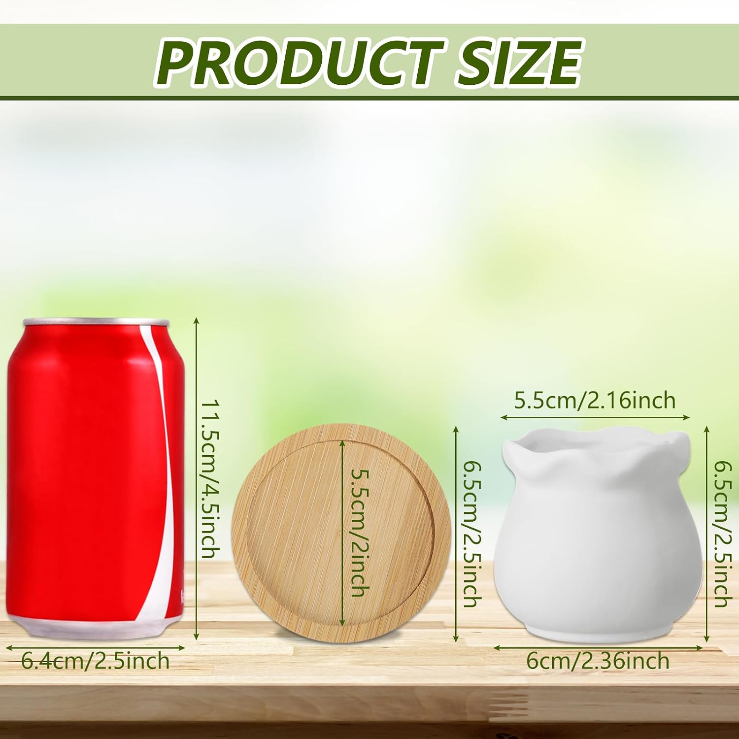 12 Pcs 2.5 Inch Mini Succulent Pots with Bamboo Tray White Ceramic Pots Color Your Own DIY Small Planters Containers