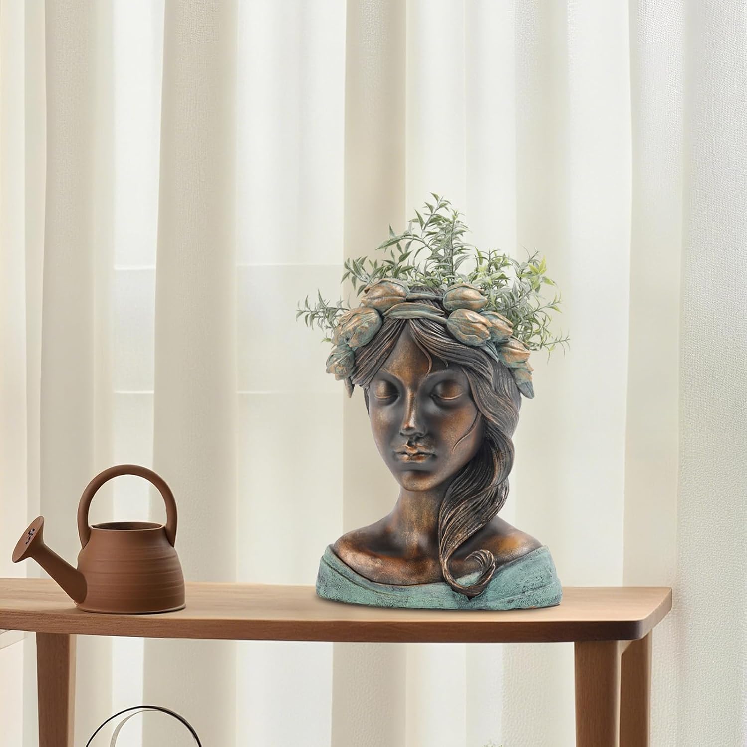 DiliComing Head Planter Face Plant Pots - 10 Inch Flower Pot Succulents Large Outdoor Planters Indoor with Drainage