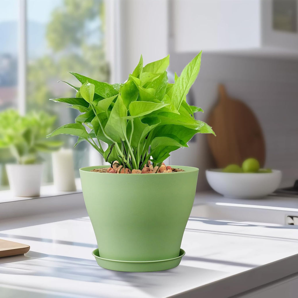 Meowell 6 inch Plastic Nursery Pots,16 Pack Plant Pots for Small Indoor Outdoor Plants, Flower Pots with Drainage Holes