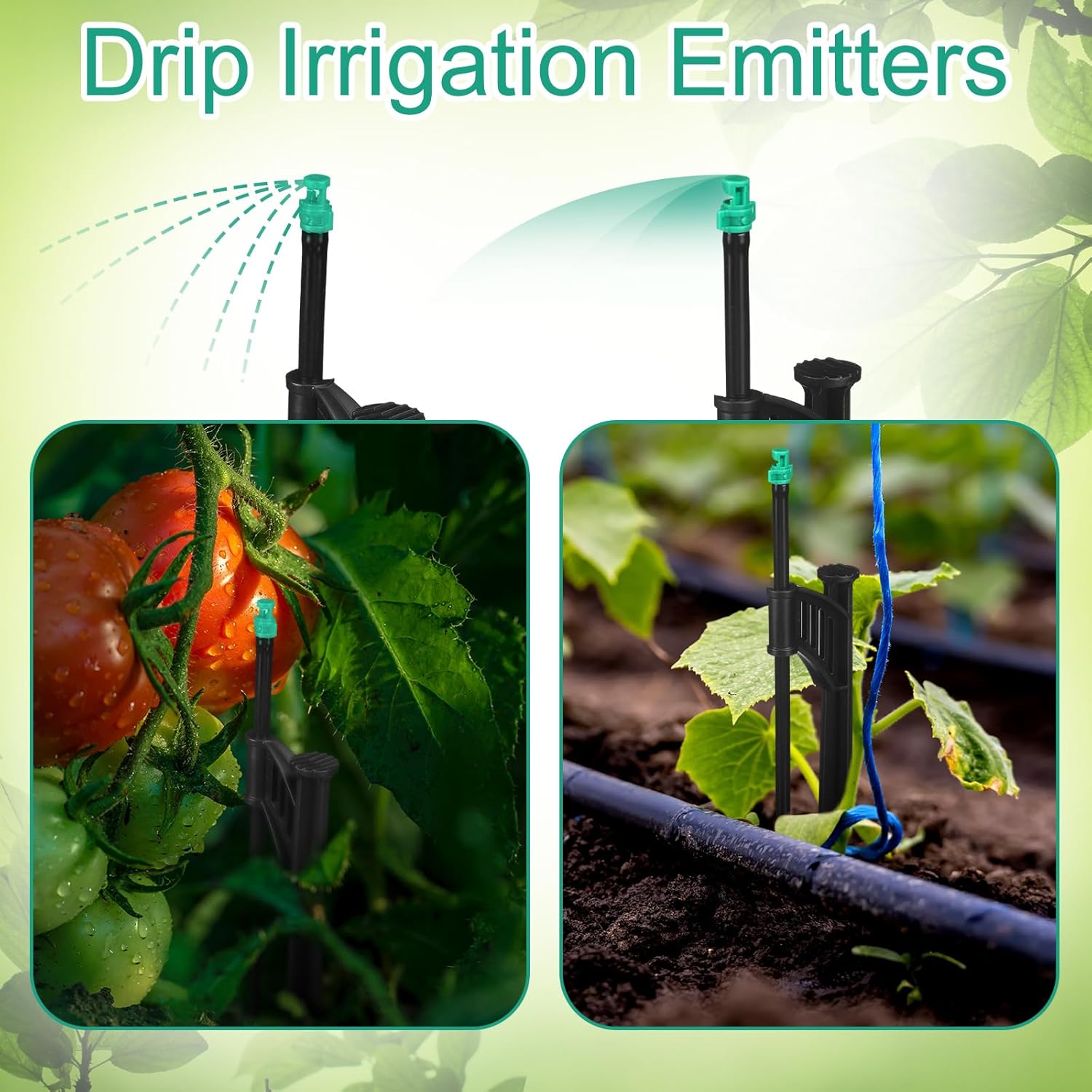 25 Pcs 12.8 Inch Drip Irrigation Stakes with 180 Degree Sprayer Emitters and Sprinkler Extension Riser 1/4 Inch Drip