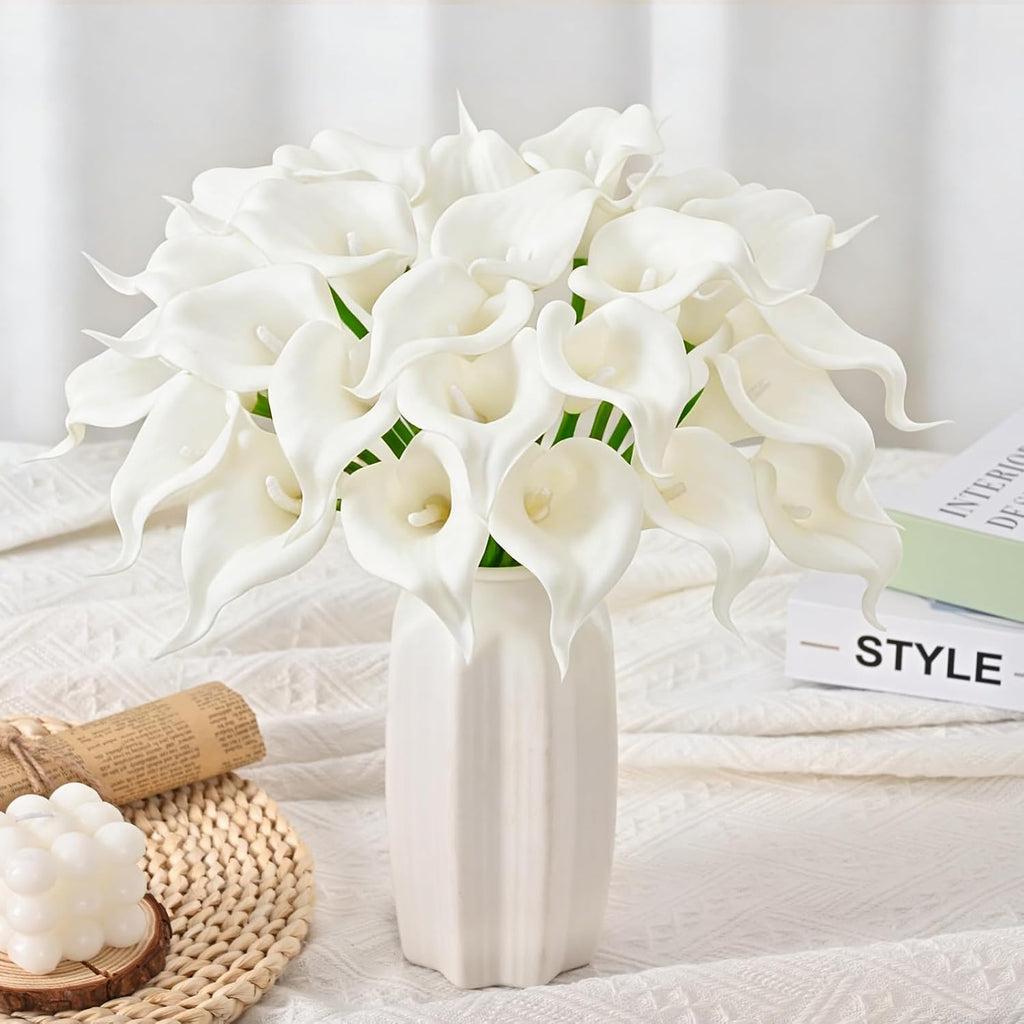 Letjolt White Calla Lily Artificial Flowers 20 Pieces Bouquet