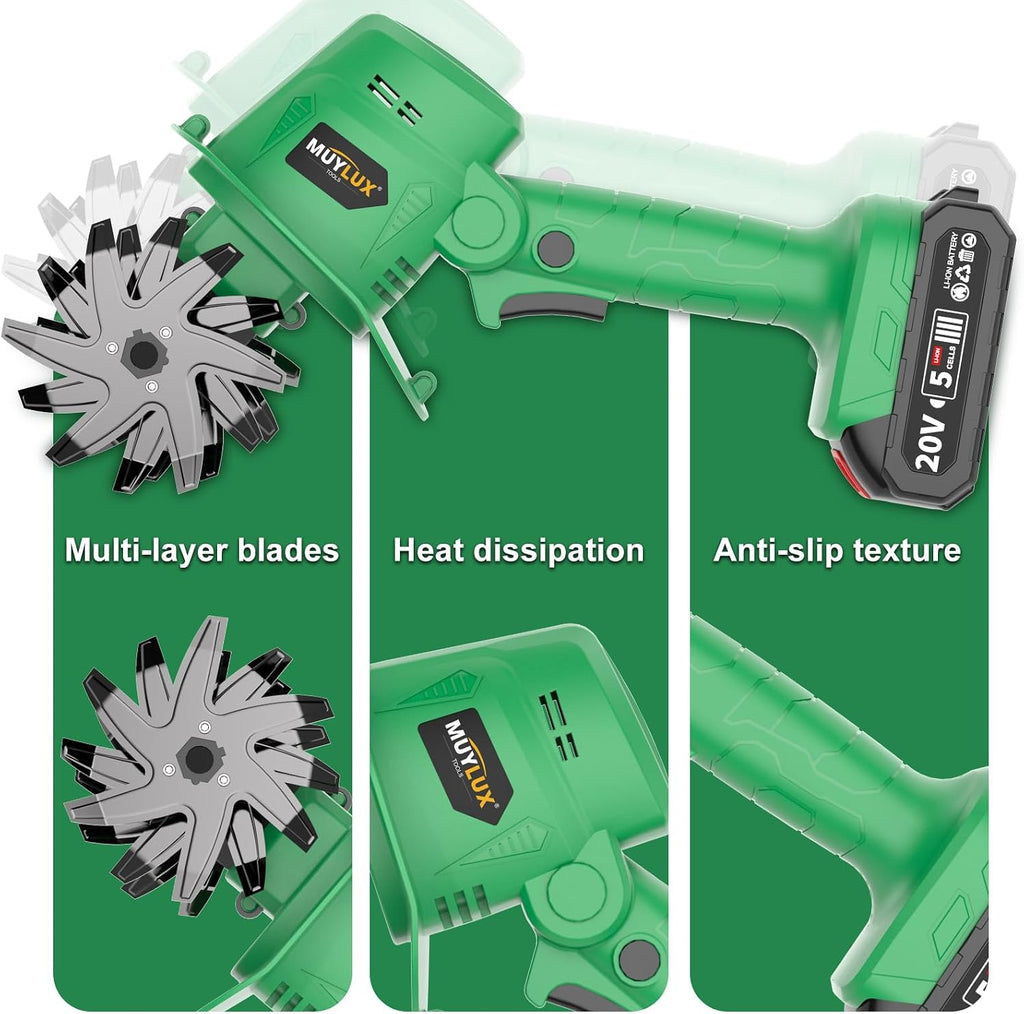 20V Cordless Tiller Cultivator for Gardening, Electric Garden Tiller with 2 x 2.0Ah Batteries & Charger, Garden