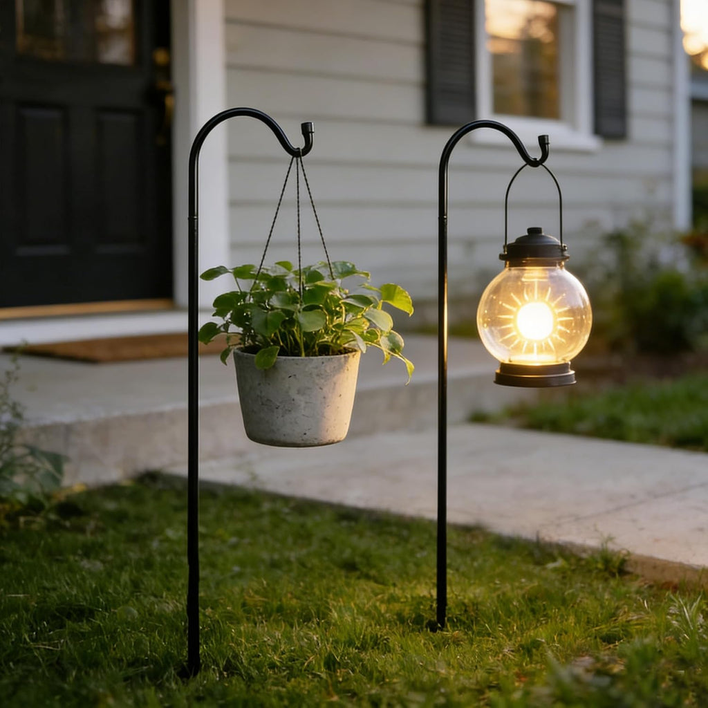 Urban Deco 8 Pack Heavy Duty Shepherds Hook, 37 Inch Tall Plant Hooks | Adjustable Height Garden Stakes & Plant Hooks