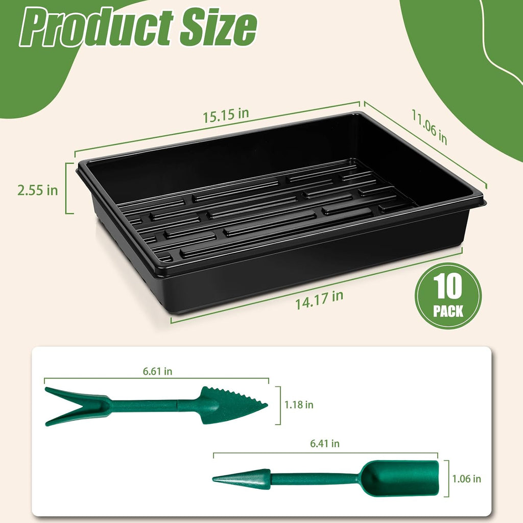 mwellewm 10 Pcs Seed Starter Tray Kit 1014 Seed Starting Trays Square Seedling Plant Tray Planting Sturdy Microgreens