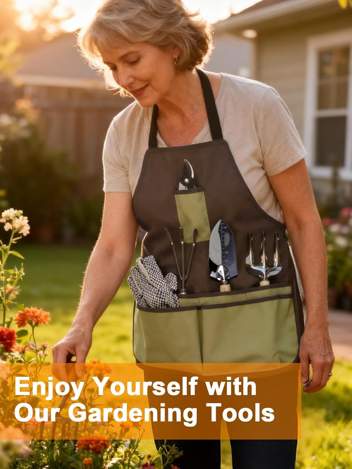 Garden Tools Set – 11-PCs Heavy Duty Gardening Kit, Stainless Steel Tools with Wooden Handles, Canvas Tote Bag, Gloves