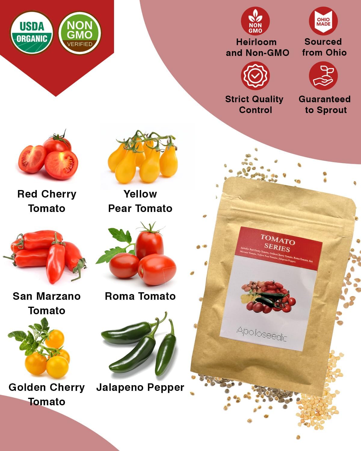 Heirloom Tomato Seed Pod Kit for AeroGarden, idoo, Ahopegarden, MUFGA with Red Heirloom/Golden Harvest Cherry Tomato
