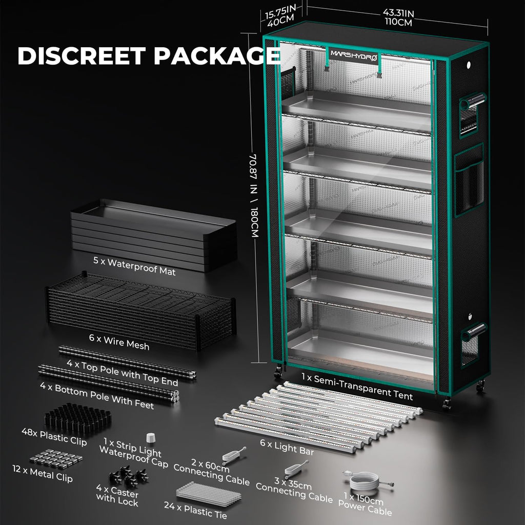MARS HYDRO 6 Tier Indoor Garden System with 225W Full Spectrum LED Lights | 2026 Indoor Grow Tent for Seedlings, Herbs