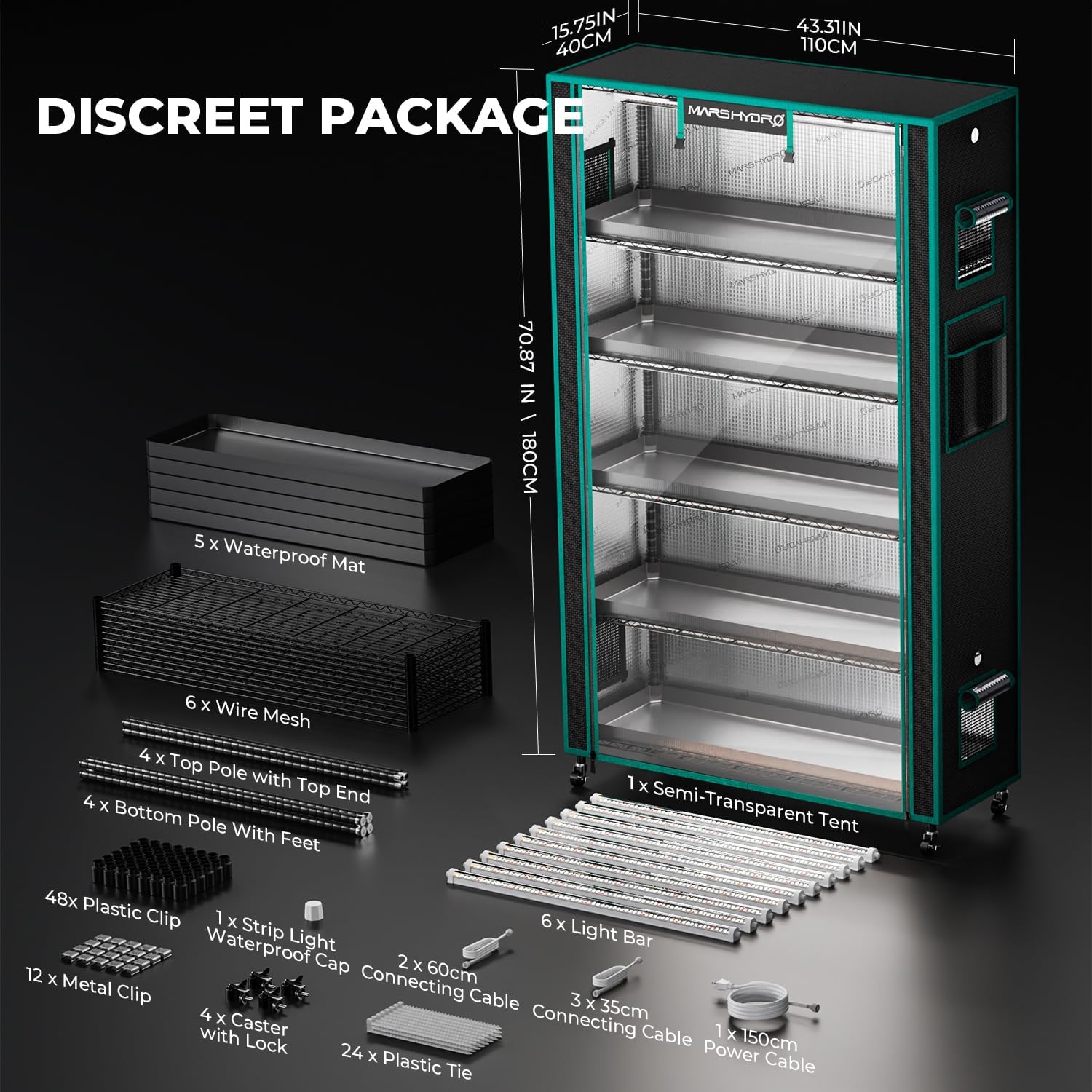 MARS HYDRO 6 Tier Indoor Garden System with 225W Full Spectrum LED Lights | 2026 Indoor Grow Tent for Seedlings, Herbs