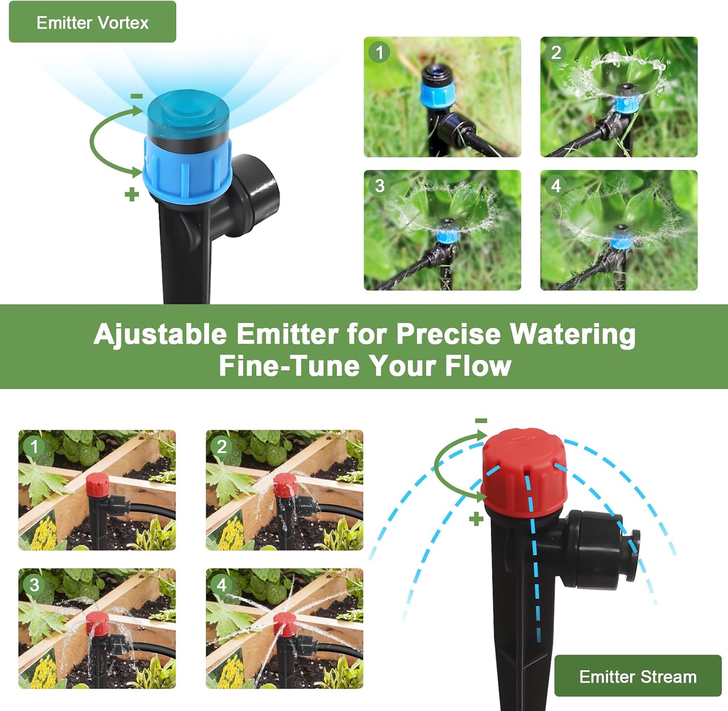 Drip Irrigation Kit for Garden, Quick-Connect Plant Watering System 250FT | Raised Bed Drip Line Kit, Greenhouse